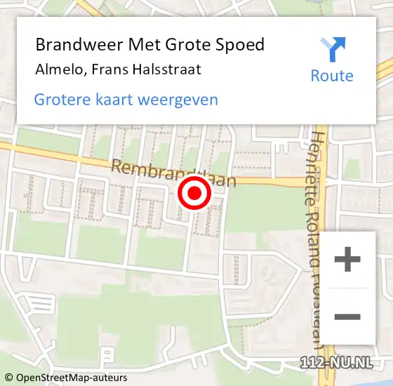 Locatie op kaart van de 112 melding: Brandweer Met Grote Spoed Naar Almelo, Frans Halsstraat op 24 januari 2017 05:06