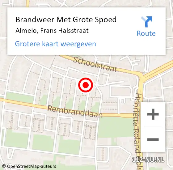 Locatie op kaart van de 112 melding: Brandweer Met Grote Spoed Naar Almelo, Frans Halsstraat op 24 januari 2017 05:09