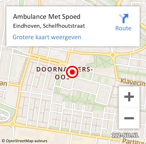 Locatie op kaart van de 112 melding: Ambulance Met Spoed Naar Eindhoven, Schelfhoutstraat op 24 januari 2017 05:35