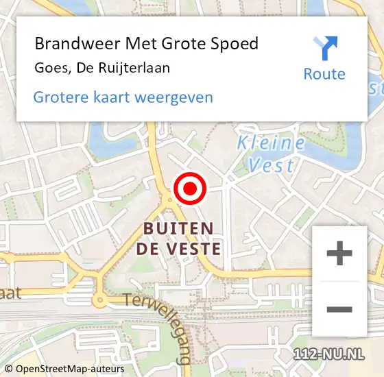 Locatie op kaart van de 112 melding: Brandweer Met Grote Spoed Naar Goes, De Ruijterlaan op 24 januari 2017 05:38