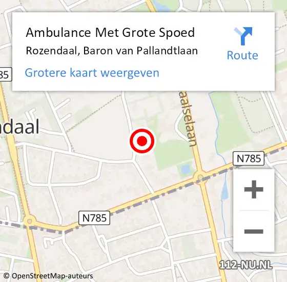 Locatie op kaart van de 112 melding: Ambulance Met Grote Spoed Naar Rozendaal, Baron van Pallandtlaan op 24 januari 2017 05:47