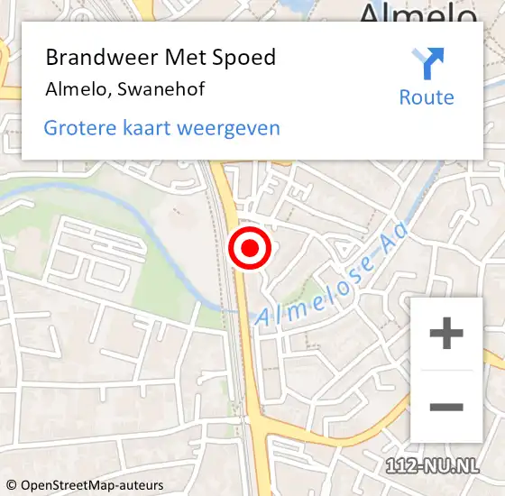 Locatie op kaart van de 112 melding: Brandweer Met Spoed Naar Almelo, Swanehof op 24 januari 2017 06:16