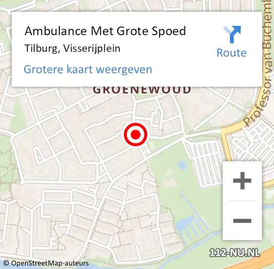 Locatie op kaart van de 112 melding: Ambulance Met Grote Spoed Naar Tilburg, Visserijplein op 24 januari 2017 07:50