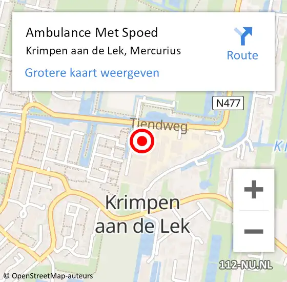 Locatie op kaart van de 112 melding: Ambulance Met Spoed Naar Krimpen aan de Lek, Mercurius op 24 januari 2017 08:50