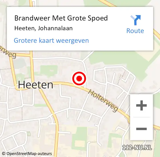 Locatie op kaart van de 112 melding: Brandweer Met Grote Spoed Naar Heeten, Johannalaan op 24 januari 2017 09:09