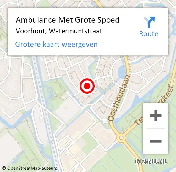 Locatie op kaart van de 112 melding: Ambulance Met Grote Spoed Naar Voorhout, Watermuntstraat op 24 januari 2017 09:56