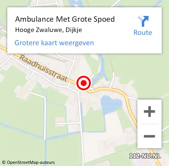 Locatie op kaart van de 112 melding: Ambulance Met Grote Spoed Naar Hooge Zwaluwe, Dijkje op 24 januari 2017 09:59