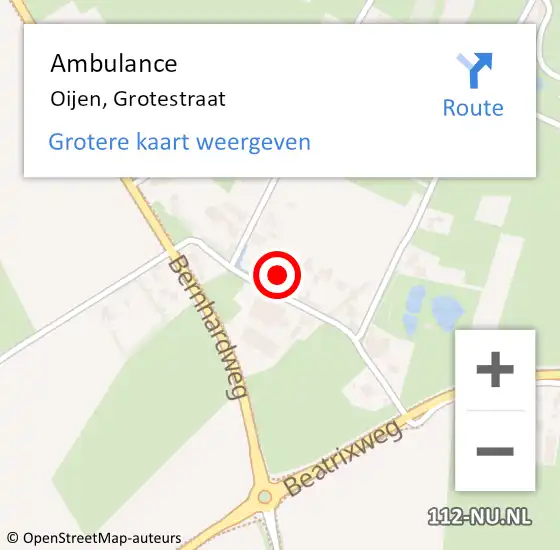 Locatie op kaart van de 112 melding: Ambulance Oijen, Grotestraat op 24 januari 2017 10:19