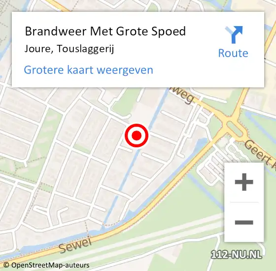 Locatie op kaart van de 112 melding: Brandweer Met Grote Spoed Naar Joure, Touslaggerij op 24 januari 2017 10:31