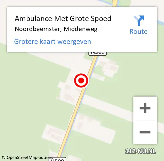 Locatie op kaart van de 112 melding: Ambulance Met Grote Spoed Naar Noordbeemster, Middenweg op 24 januari 2017 10:52