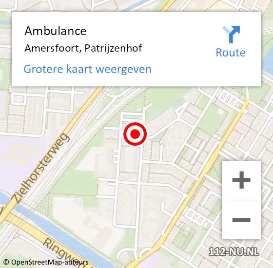 Locatie op kaart van de 112 melding: Ambulance Amersfoort, Patrijzenhof op 24 januari 2017 10:59