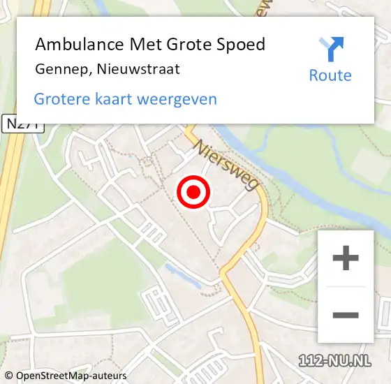 Locatie op kaart van de 112 melding: Ambulance Met Grote Spoed Naar Gennep, Nieuwstraat op 24 januari 2017 11:17