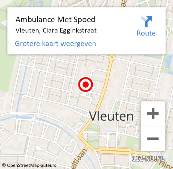 Locatie op kaart van de 112 melding: Ambulance Met Spoed Naar Vleuten, Clara Egginkstraat op 24 januari 2017 11:24