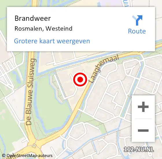 Locatie op kaart van de 112 melding: Brandweer Rosmalen, Westeind op 24 januari 2017 11:25