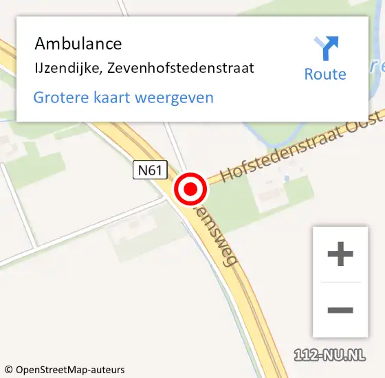Locatie op kaart van de 112 melding: Ambulance IJzendijke, Zevenhofstedenstraat op 24 januari 2017 12:47