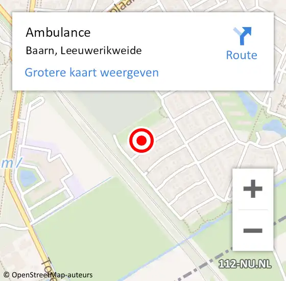 Locatie op kaart van de 112 melding: Ambulance Baarn, Leeuwerikweide op 24 januari 2017 12:56