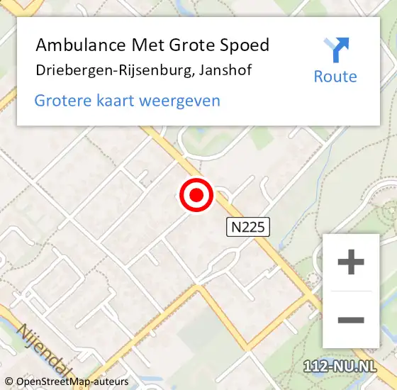 Locatie op kaart van de 112 melding: Ambulance Met Grote Spoed Naar Driebergen-Rijsenburg, Janshof op 24 januari 2017 14:50