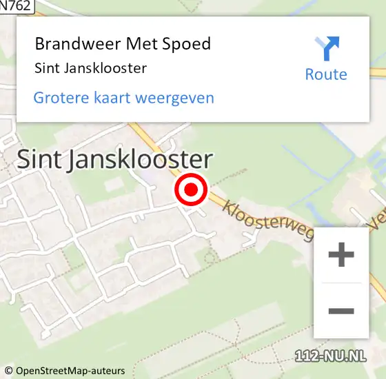 Locatie op kaart van de 112 melding: Brandweer Met Spoed Naar Sint Jansklooster op 24 januari 2017 14:54