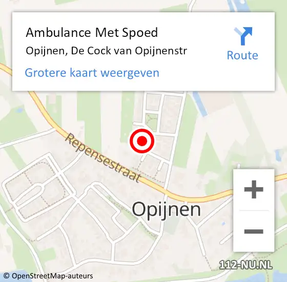 Locatie op kaart van de 112 melding: Ambulance Met Spoed Naar Opijnen, De Cock van Opijnenstr op 24 januari 2017 16:06