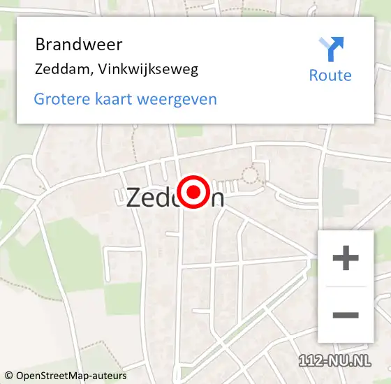 Locatie op kaart van de 112 melding: Brandweer Zeddam, Vinkwijkseweg op 24 januari 2017 17:07