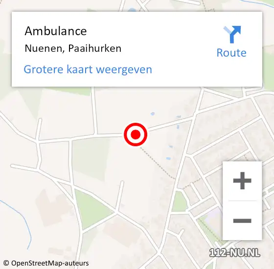 Locatie op kaart van de 112 melding: Ambulance Nuenen, Paaihurken op 24 januari 2017 17:13