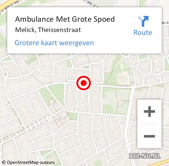 Locatie op kaart van de 112 melding: Ambulance Met Grote Spoed Naar Melick, Theissenstraat op 8 januari 2014 22:28