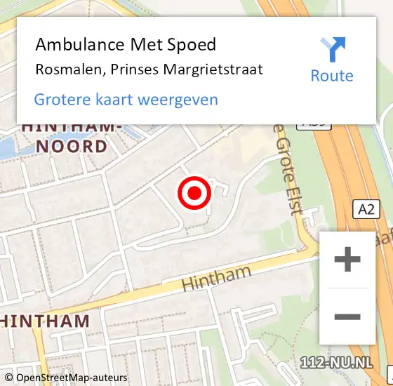 Locatie op kaart van de 112 melding: Ambulance Met Spoed Naar Rosmalen, Prinses Margrietstraat op 24 januari 2017 17:47