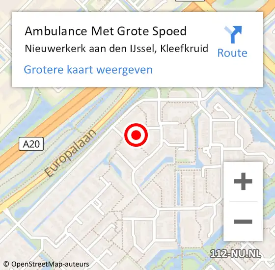 Locatie op kaart van de 112 melding: Ambulance Met Grote Spoed Naar Nieuwerkerk aan den IJssel, Kleefkruid op 24 januari 2017 19:44