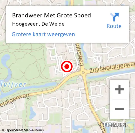 Locatie op kaart van de 112 melding: Brandweer Met Grote Spoed Naar Hoogeveen, De Weide op 24 januari 2017 20:24