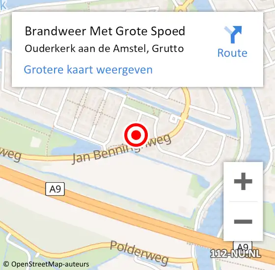 Locatie op kaart van de 112 melding: Brandweer Met Grote Spoed Naar Ouderkerk aan de Amstel, Grutto op 24 januari 2017 21:16