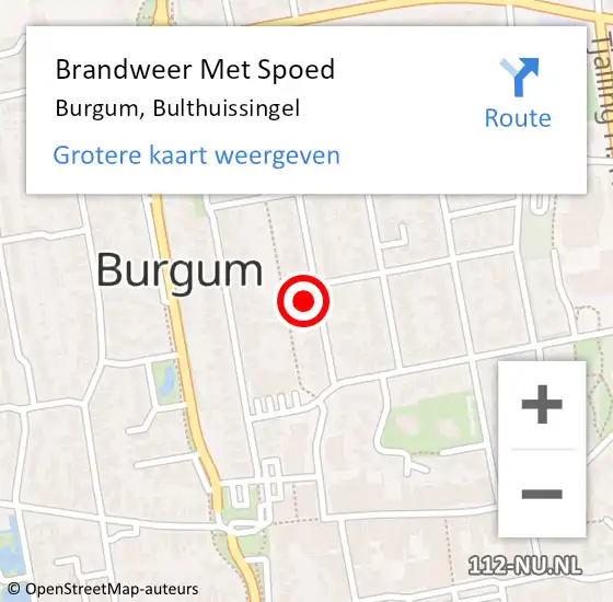 Locatie op kaart van de 112 melding: Brandweer Met Spoed Naar Burgum, Bulthuissingel op 24 januari 2017 21:57