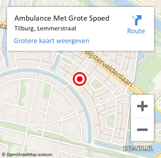 Locatie op kaart van de 112 melding: Ambulance Met Grote Spoed Naar Tilburg, Lemmerstraat op 24 januari 2017 22:15