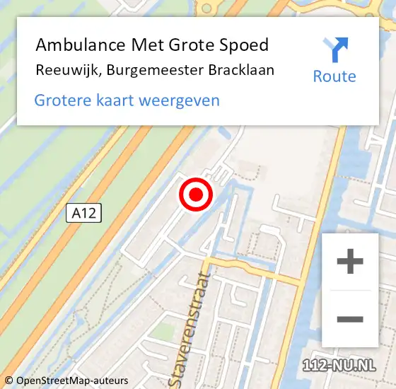 Locatie op kaart van de 112 melding: Ambulance Met Grote Spoed Naar Reeuwijk, Burgemeester Bracklaan op 24 januari 2017 22:19