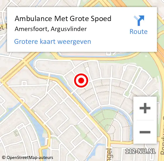 Locatie op kaart van de 112 melding: Ambulance Met Grote Spoed Naar Amersfoort, Argusvlinder op 24 januari 2017 23:24