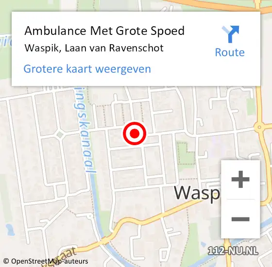 Locatie op kaart van de 112 melding: Ambulance Met Grote Spoed Naar Waspik, Laan van Ravenschot op 24 januari 2017 23:38