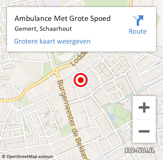 Locatie op kaart van de 112 melding: Ambulance Met Grote Spoed Naar Gemert, Schaarhout op 25 januari 2017 00:25