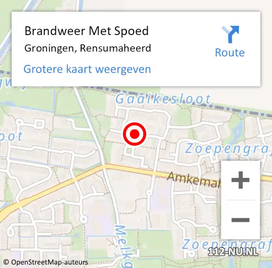 Locatie op kaart van de 112 melding: Brandweer Met Spoed Naar Groningen, Rensumaheerd op 25 januari 2017 00:37