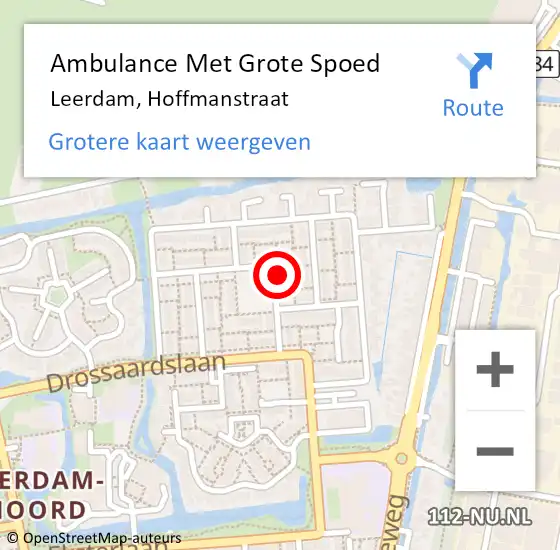 Locatie op kaart van de 112 melding: Ambulance Met Grote Spoed Naar Leerdam, Hoffmanstraat op 25 januari 2017 03:46