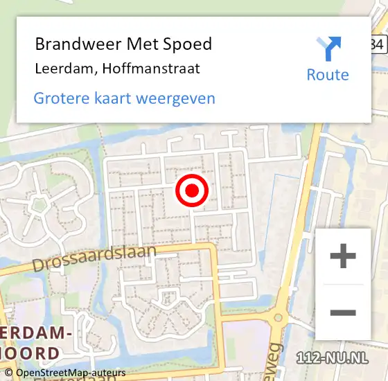 Locatie op kaart van de 112 melding: Brandweer Met Spoed Naar Leerdam, Hoffmanstraat op 25 januari 2017 04:04