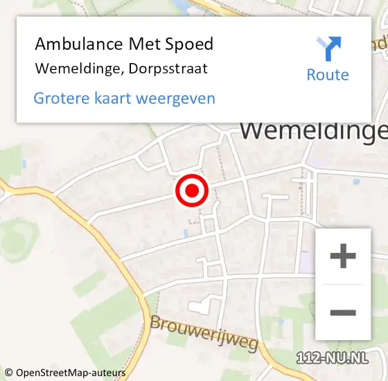 Locatie op kaart van de 112 melding: Ambulance Met Spoed Naar Wemeldinge, Dorpsstraat op 25 januari 2017 04:49