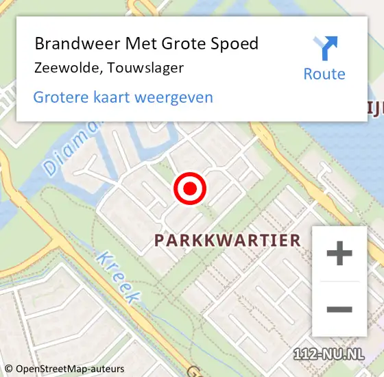 Locatie op kaart van de 112 melding: Brandweer Met Grote Spoed Naar Zeewolde, Touwslager op 25 januari 2017 07:03