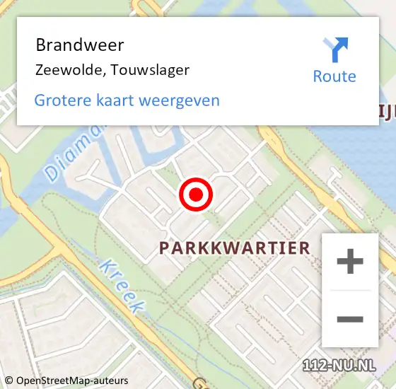 Locatie op kaart van de 112 melding: Brandweer Zeewolde, Touwslager op 25 januari 2017 07:06