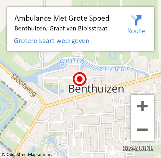 Locatie op kaart van de 112 melding: Ambulance Met Grote Spoed Naar Benthuizen, Graaf van Bloisstraat op 25 januari 2017 07:08