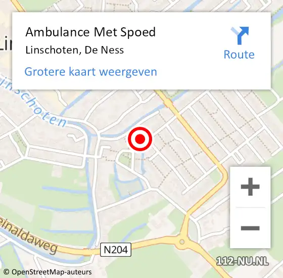 Locatie op kaart van de 112 melding: Ambulance Met Spoed Naar Linschoten, De Ness op 25 januari 2017 07:32