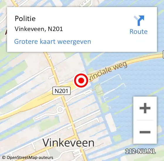 Locatie op kaart van de 112 melding: Politie Vinkeveen, N201 op 25 januari 2017 07:53