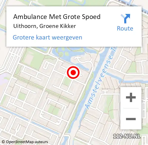 Locatie op kaart van de 112 melding: Ambulance Met Grote Spoed Naar Uithoorn, Groene Kikker op 25 januari 2017 08:09