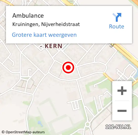 Locatie op kaart van de 112 melding: Ambulance Kruiningen, Nijverheidstraat op 25 januari 2017 08:47