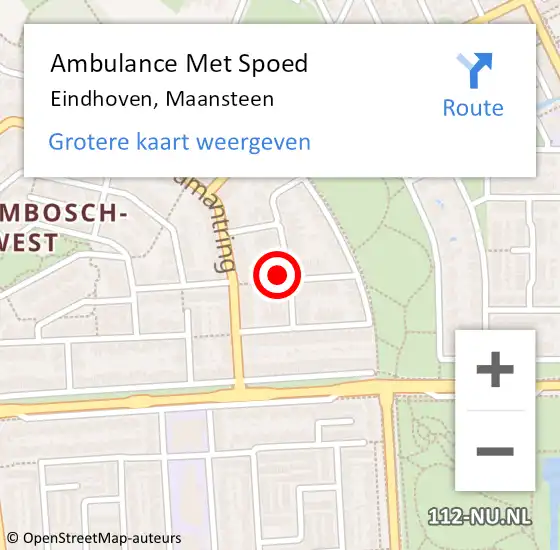Locatie op kaart van de 112 melding: Ambulance Met Spoed Naar Eindhoven, Maansteen op 25 januari 2017 09:07