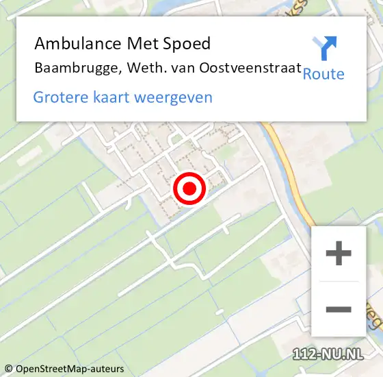 Locatie op kaart van de 112 melding: Ambulance Met Spoed Naar Baambrugge, Weth. van Oostveenstraat op 25 januari 2017 09:20