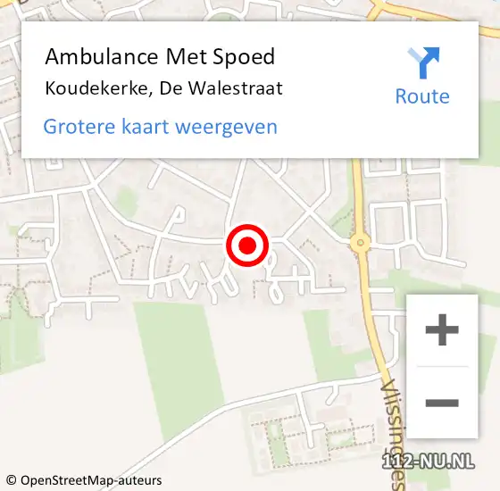 Locatie op kaart van de 112 melding: Ambulance Met Spoed Naar Koudekerke, De Walestraat op 25 januari 2017 09:22